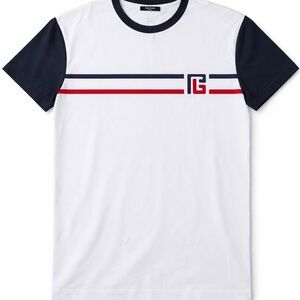 Balmain 70s organic cotton striped logo T-shirt Size XL